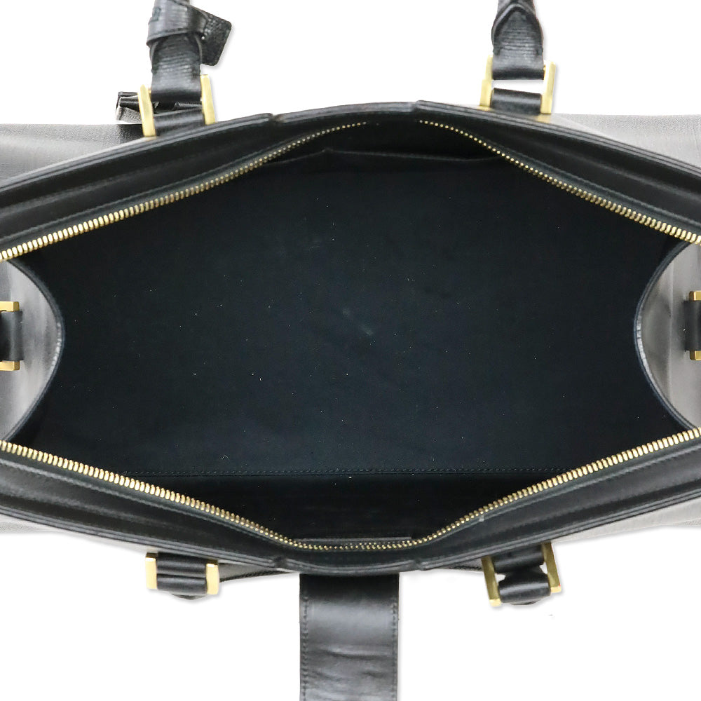 Saint Laurent Black Grained Leather Medium Y Cabas Bag