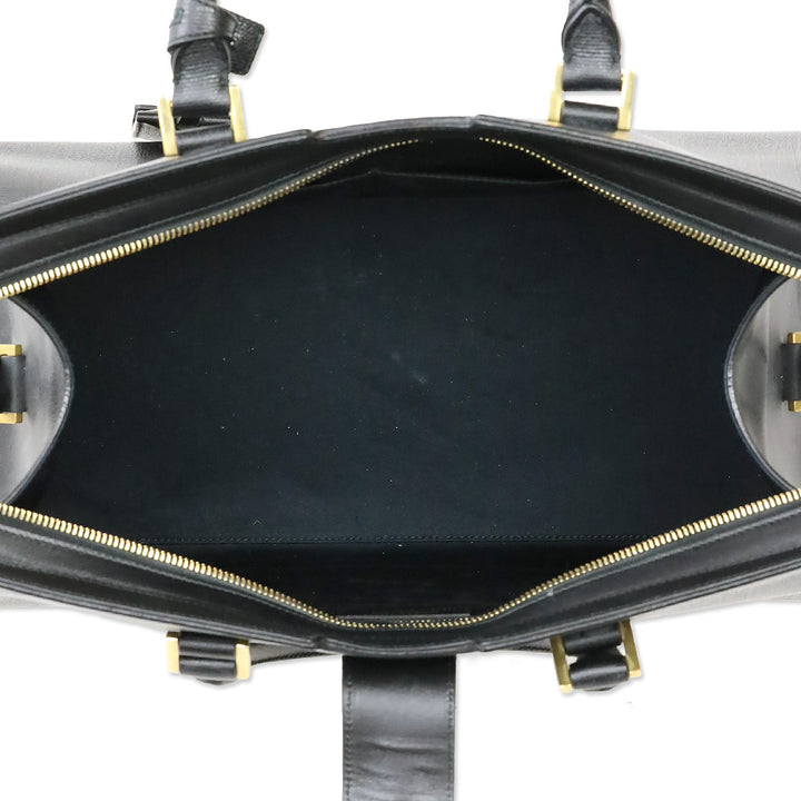 Saint Laurent Black Grained Leather Medium Y Cabas Bag