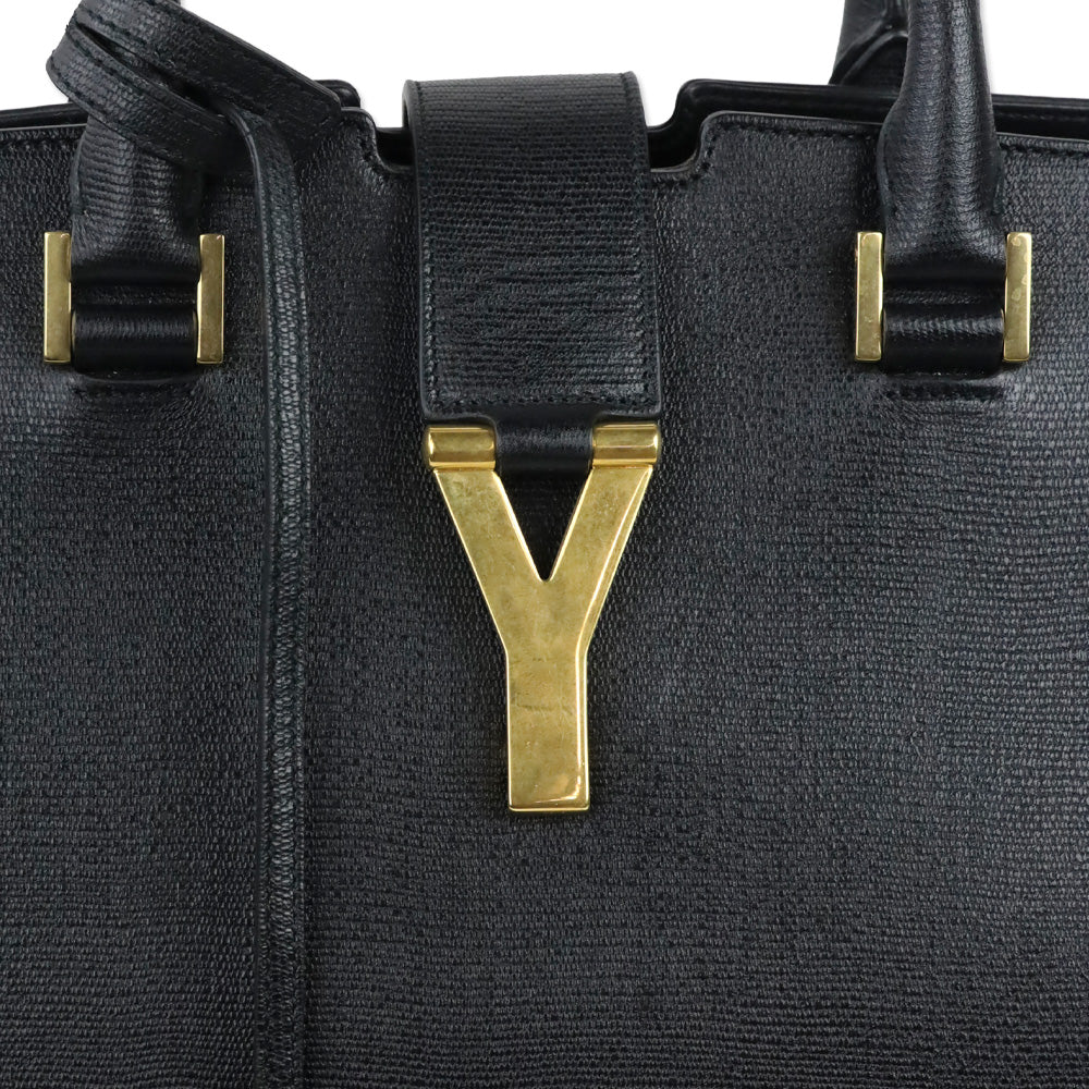 Saint Laurent Black Grained Leather Medium Y Cabas Bag