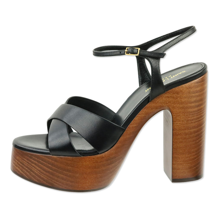 Saint Laurent Black Leather Bianca 85 Sandal