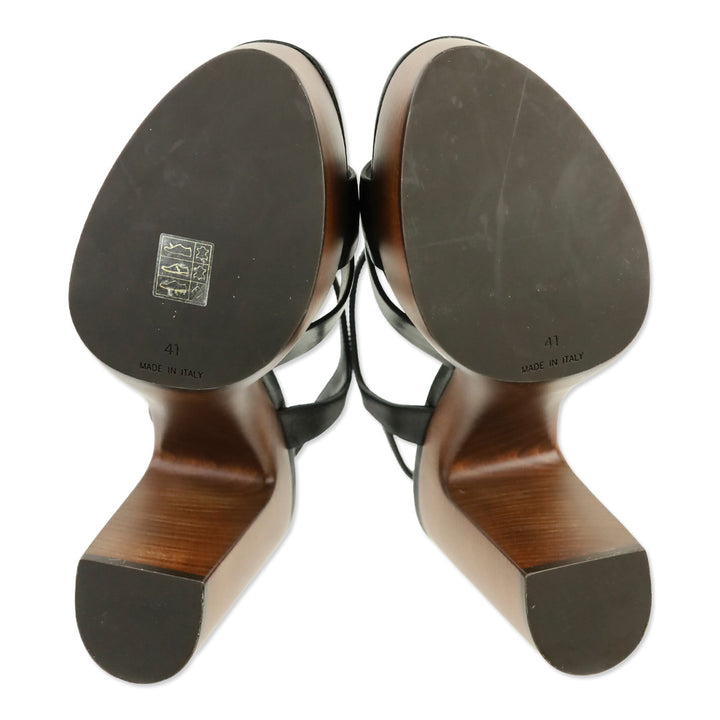 Saint Laurent Black Leather Bianca 85 Sandal