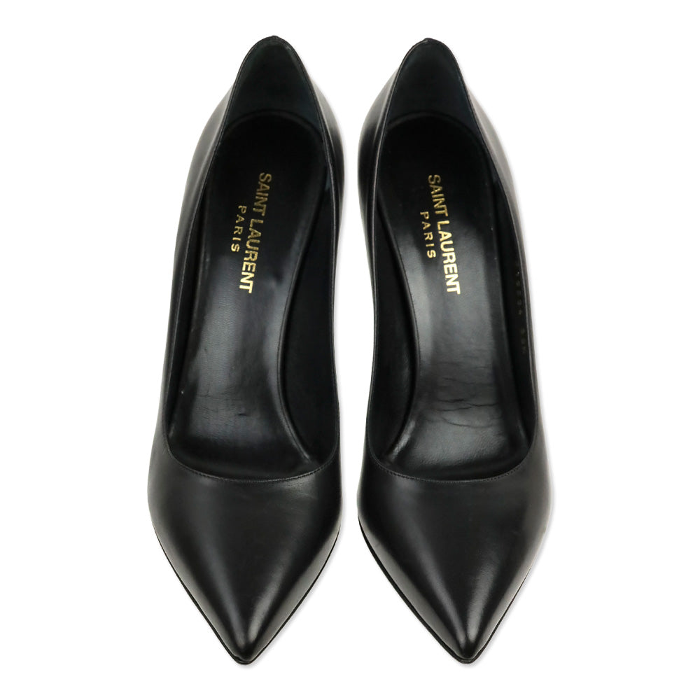 Saint Laurent Black Leather Paris 105 Pump
