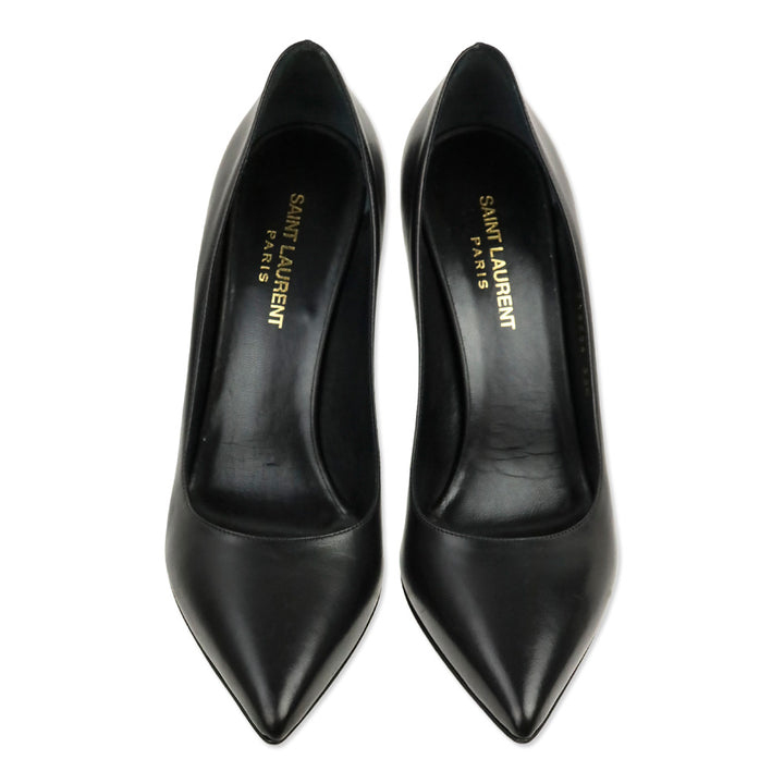 Saint Laurent Black Leather Paris 105 Pump
