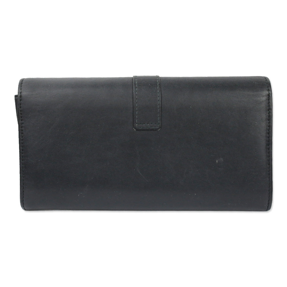 Saint Laurent Black Leather Y-Ligne Flap Continental Wallet