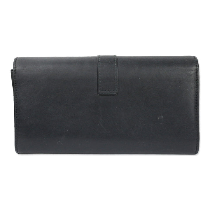 Saint Laurent Black Leather Y-Ligne Flap Continental Wallet