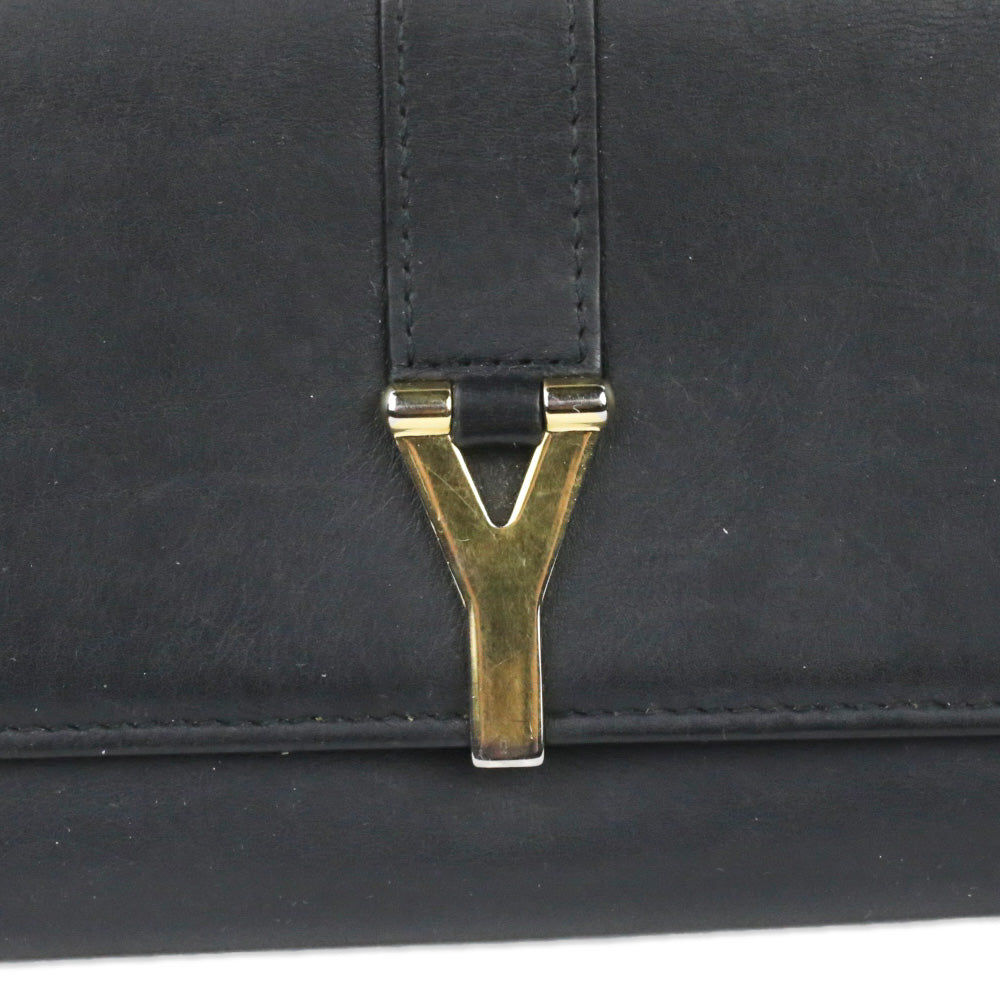 Saint Laurent Black Leather Y-Ligne Flap Continental Wallet