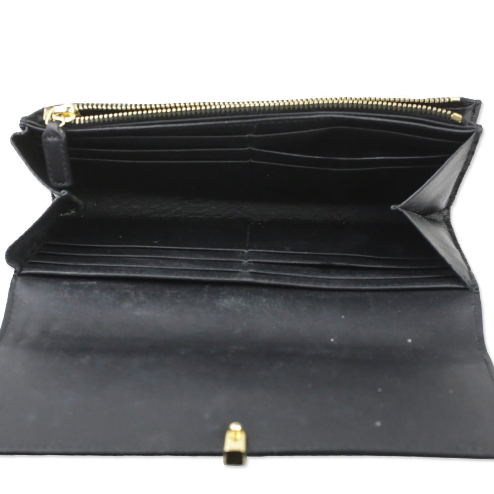 Saint Laurent Black Leather Y-Ligne Flap Continental Wallet