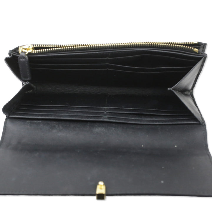 Saint Laurent Black Leather Y-Ligne Flap Continental Wallet
