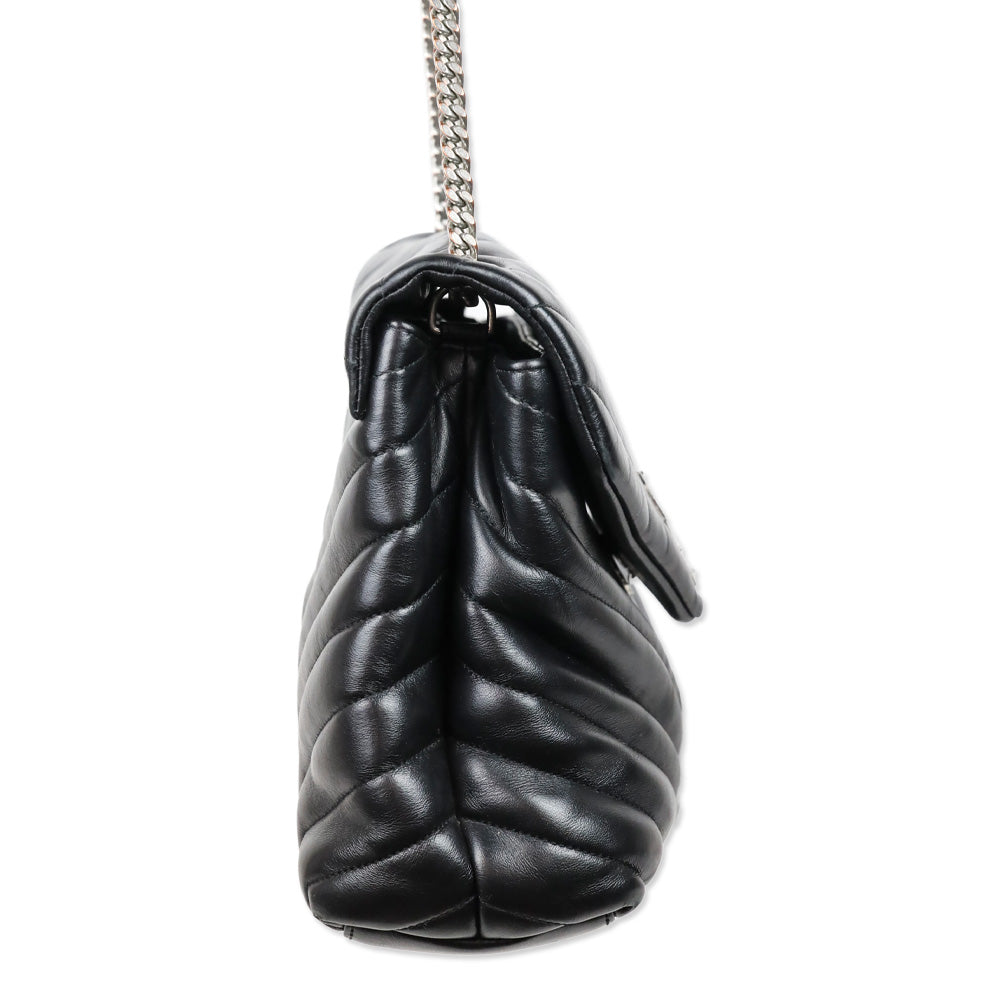 Saint Laurent Black Matelassé Lambskin LouLou Large Bag