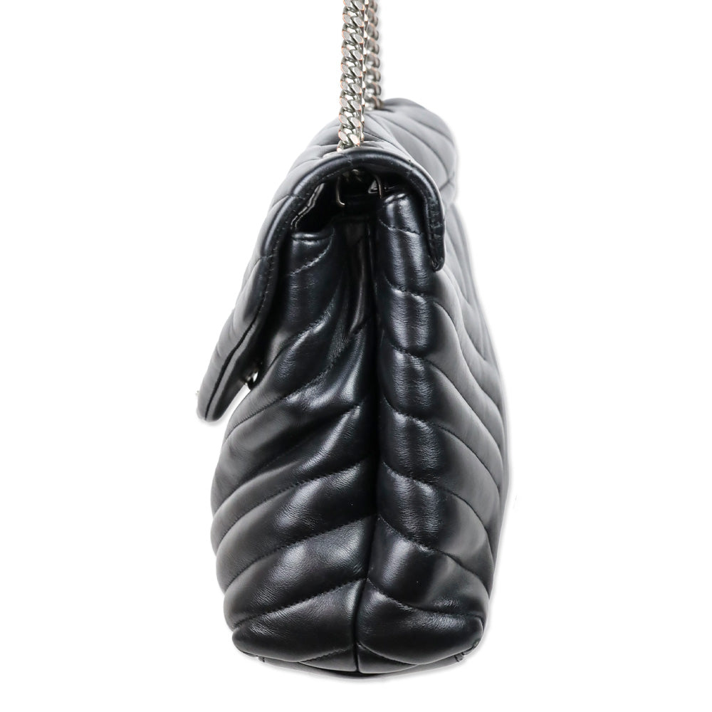 Saint Laurent Black Matelassé Lambskin LouLou Large Bag