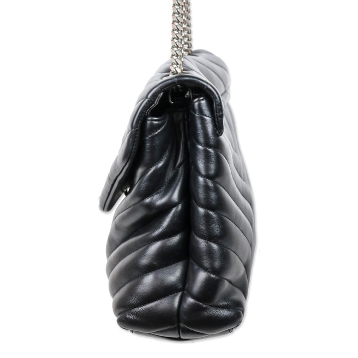 Saint Laurent Black Matelassé Lambskin LouLou Large Bag