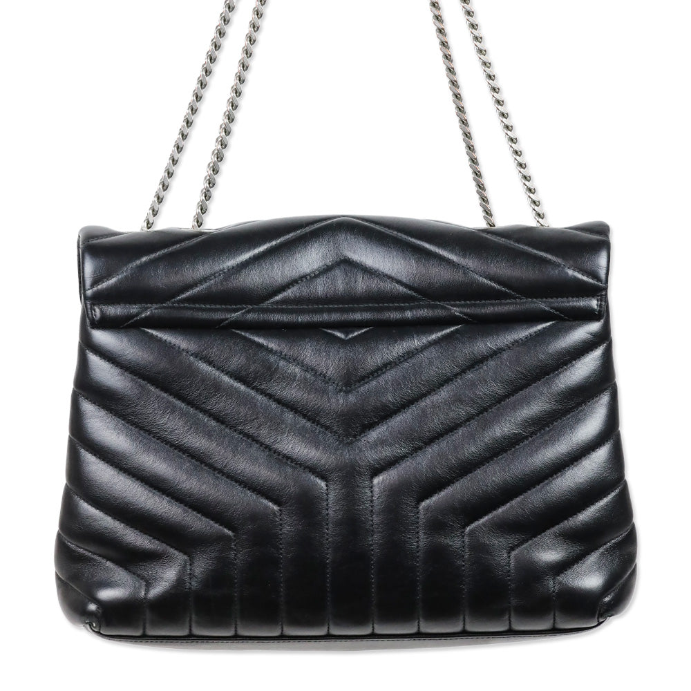 Saint Laurent Black Matelassé Lambskin LouLou Large Bag