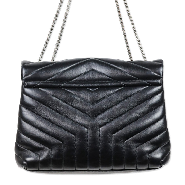 Saint Laurent Black Matelassé Lambskin LouLou Large Bag