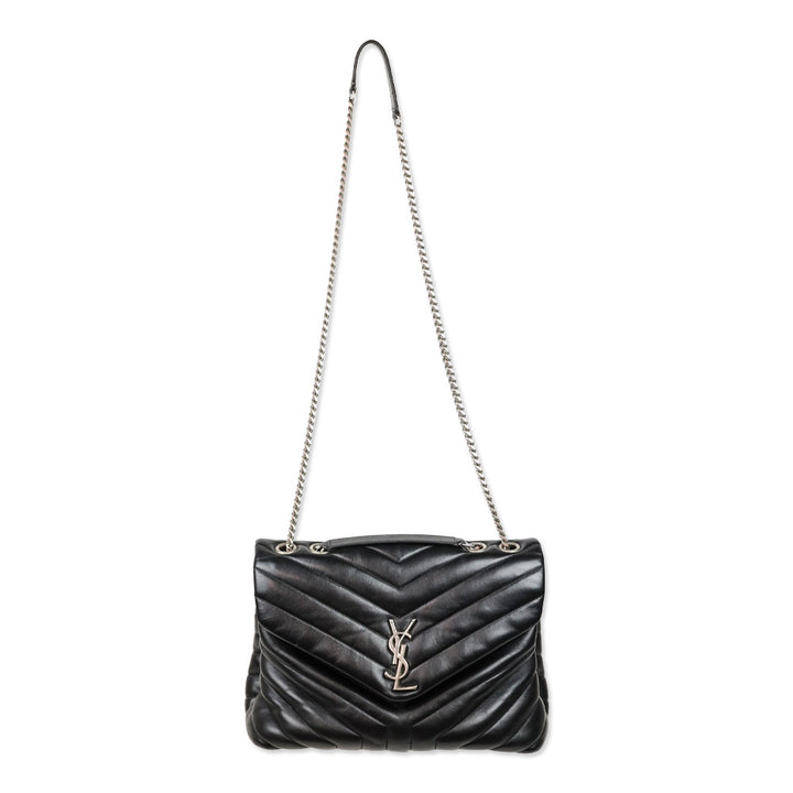 Saint Laurent Black Matelassé Lambskin LouLou Large Bag