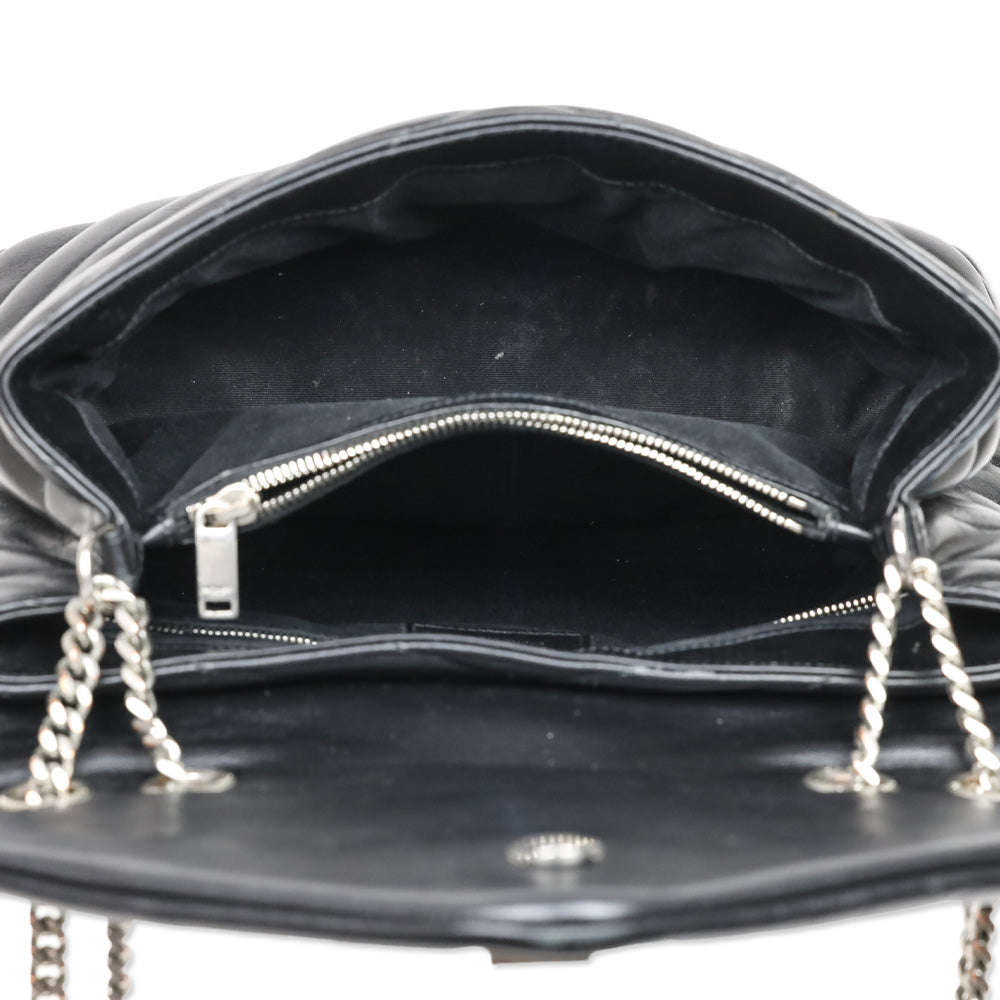 Saint Laurent Black Matelassé Lambskin LouLou Large Bag