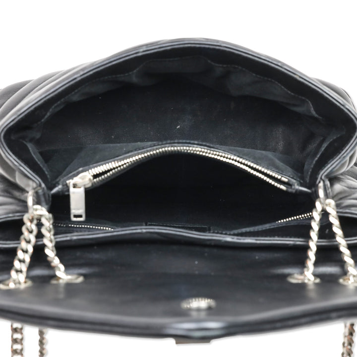Saint Laurent Black Matelassé Lambskin LouLou Large Bag
