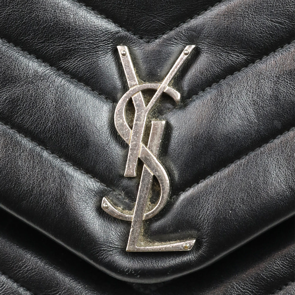 Saint Laurent Black Matelassé Lambskin LouLou Large Bag