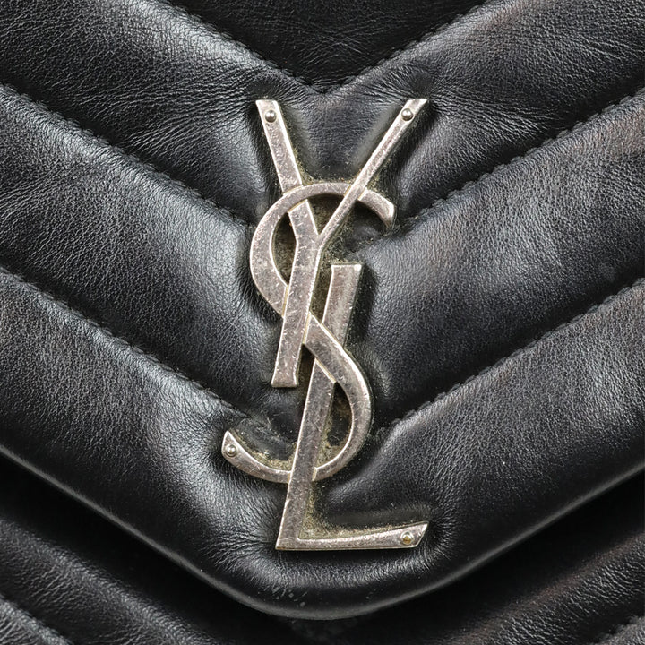 Saint Laurent Black Matelassé Lambskin LouLou Large Bag