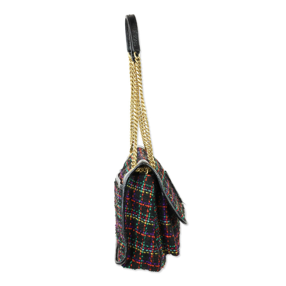 Saint Laurent Black Multicolor Tweed Niki Flap Shoulder Bag