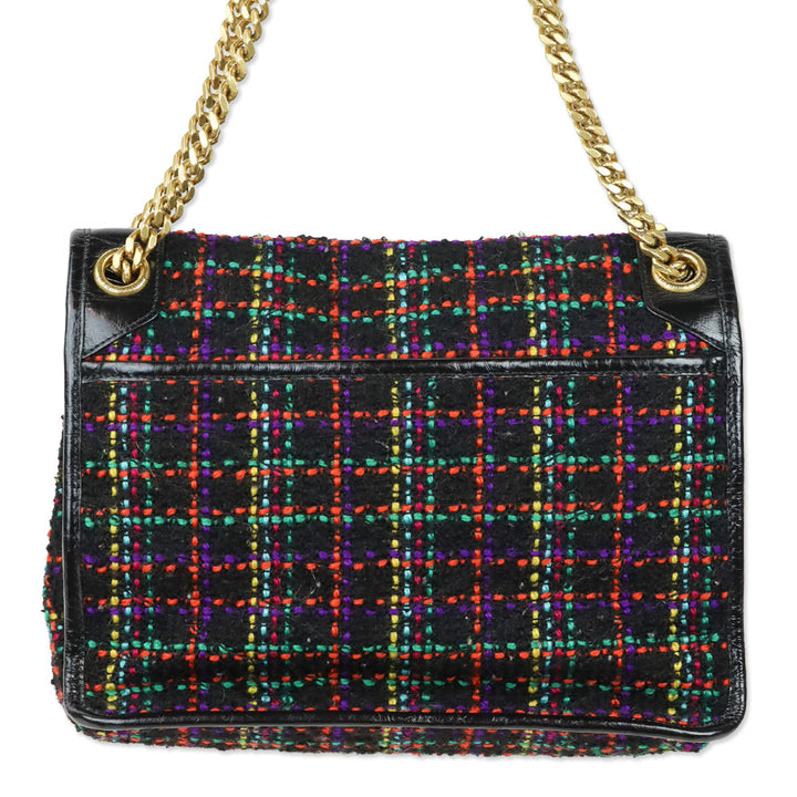 Saint Laurent Black Multicolor Tweed Niki Flap Shoulder Bag