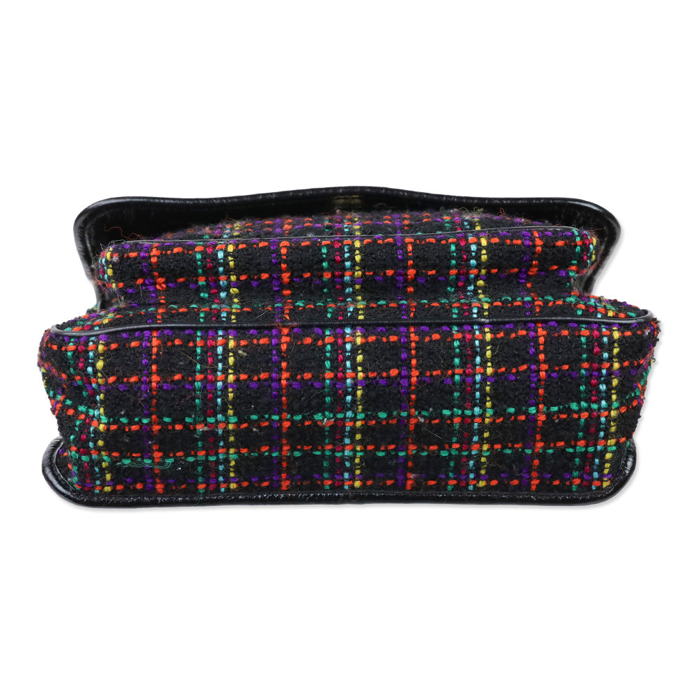 Saint Laurent Black Multicolor Tweed Niki Flap Shoulder Bag