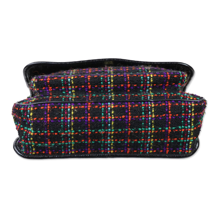 Saint Laurent Black Multicolor Tweed Niki Flap Shoulder Bag
