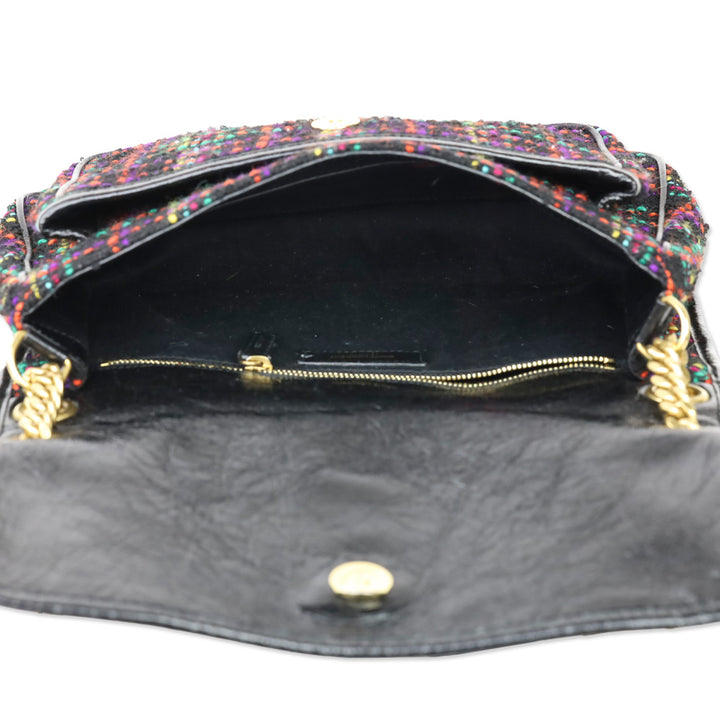 Saint Laurent Black Multicolor Tweed Niki Flap Shoulder Bag