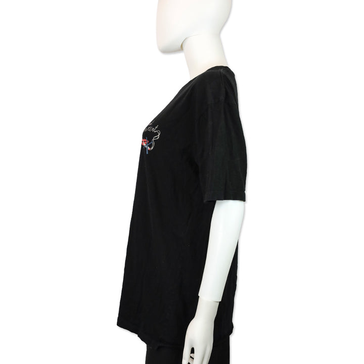 Saint Laurent Black No Smoking Crew Neck T-Shirt