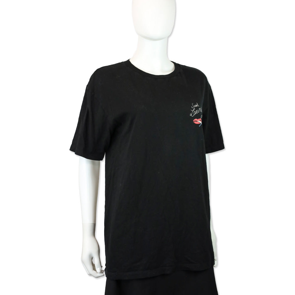 Saint Laurent Black No Smoking Crew Neck T-Shirt