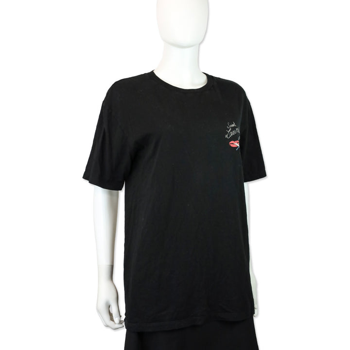Saint Laurent Black No Smoking Crew Neck T-Shirt