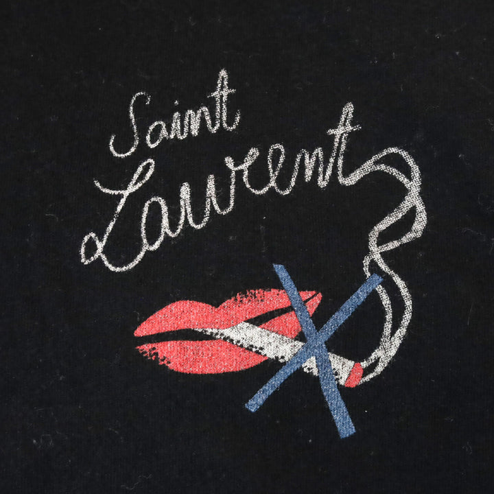 Saint Laurent Black No Smoking Crew Neck T-Shirt