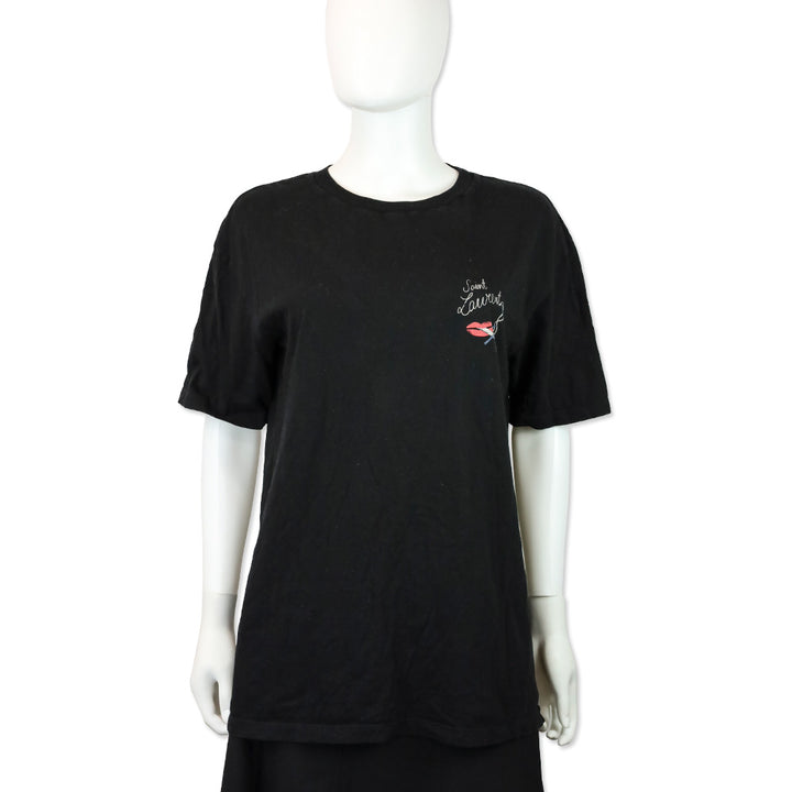 Saint Laurent Black No Smoking Crew Neck T-Shirt