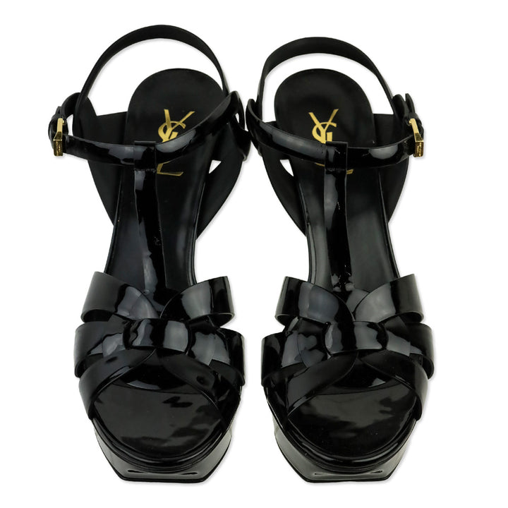 Saint Laurent Black Patent Leather Tribute 75 Sandal