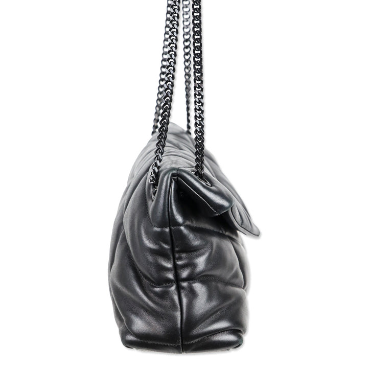 Saint Laurent Black Quilted Leather Lou Puffer Small Shoulder Bag