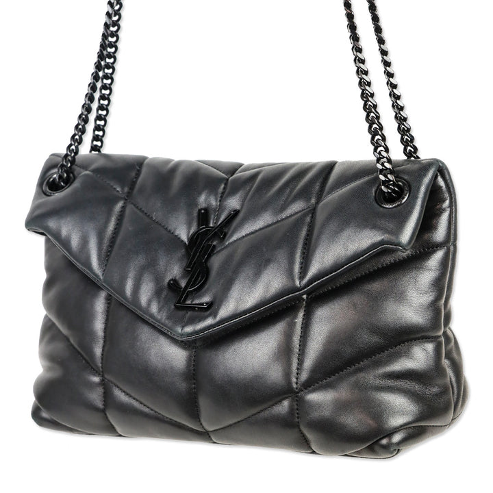 Saint Laurent Black Quilted Leather Lou Puffer Small Shoulder Bag
