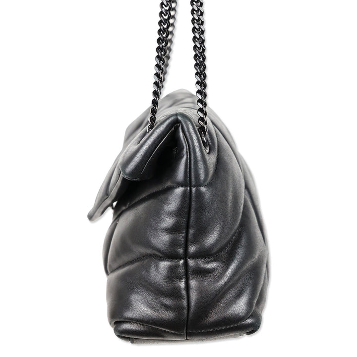 Saint Laurent Black Quilted Leather Lou Puffer Small Shoulder Bag