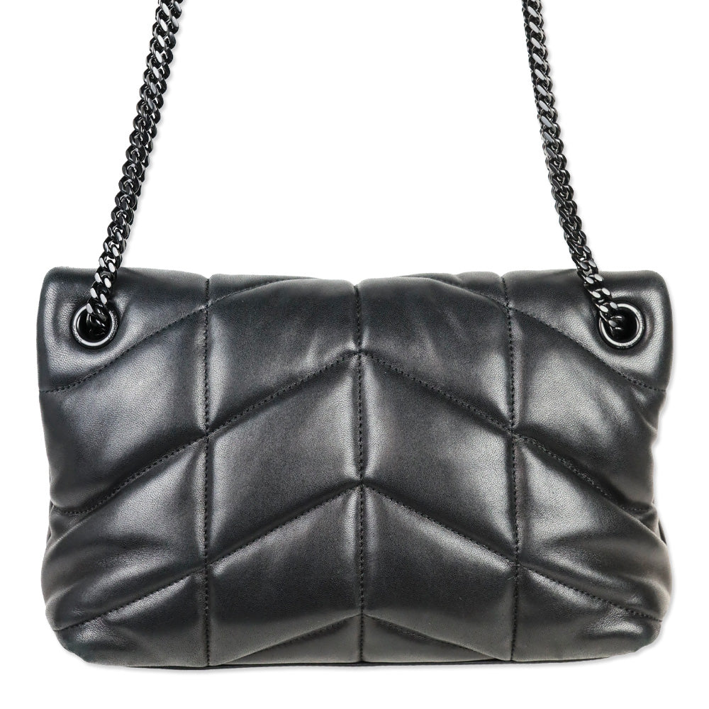 Saint Laurent Black Quilted Leather Lou Puffer Small Shoulder Bag