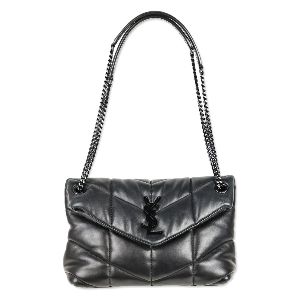 Saint Laurent Black Quilted Leather Lou Puffer Small Shoulder Bag