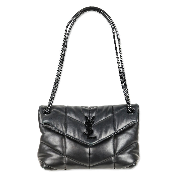 Saint Laurent Black Quilted Leather Lou Puffer Small Shoulder Bag