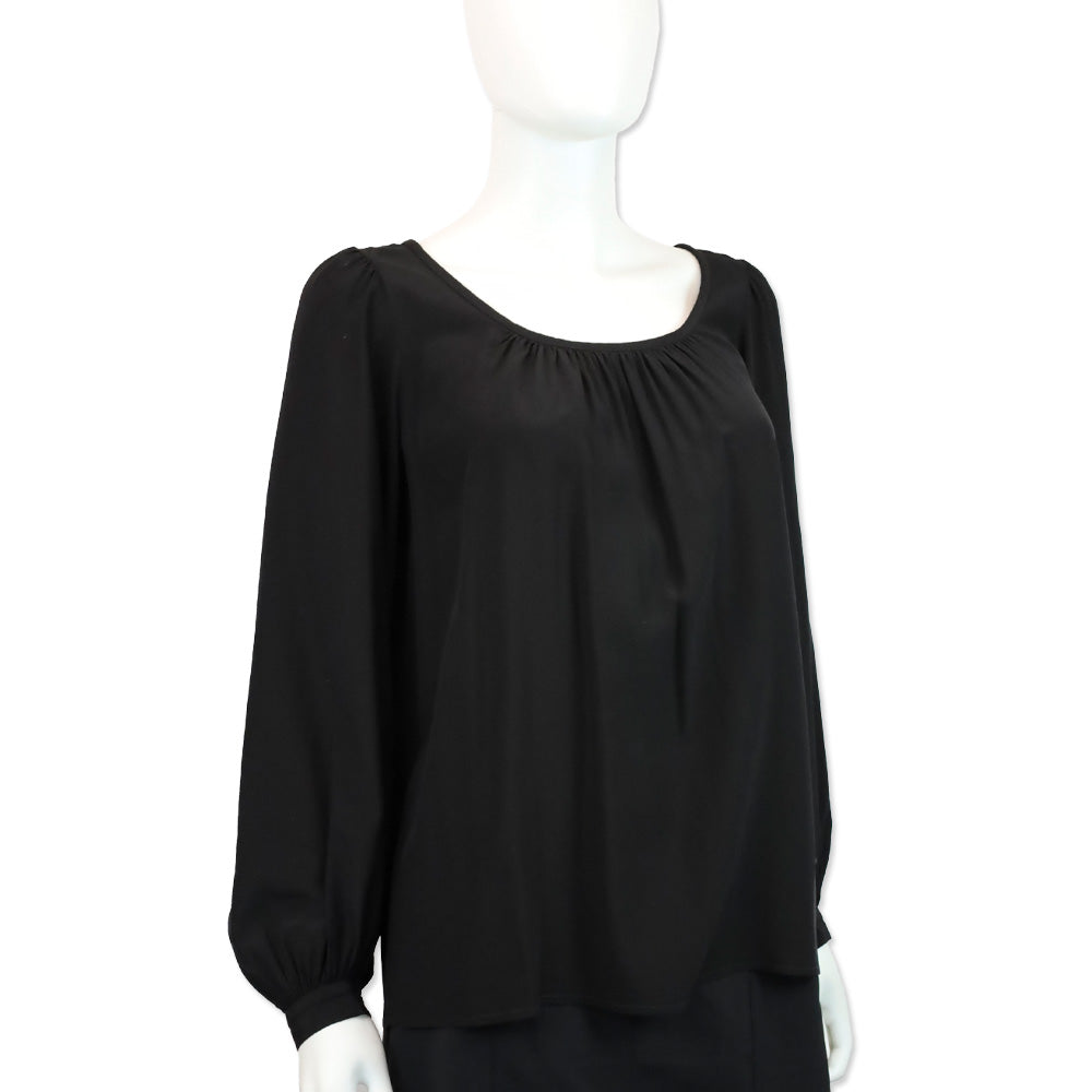 Saint Laurent Black Silk Long Sleeve Blouse