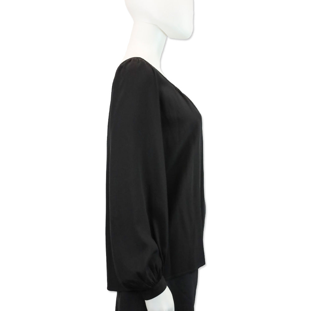 Saint Laurent Black Silk Long Sleeve Blouse