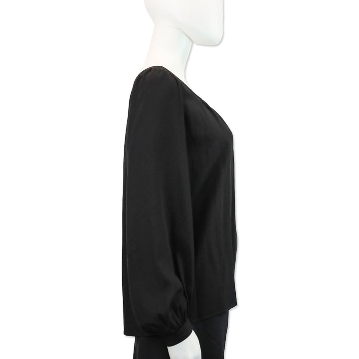 Saint Laurent Black Silk Long Sleeve Blouse