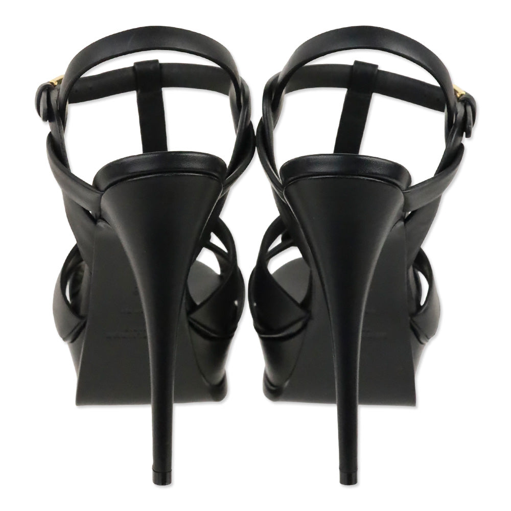 Saint Laurent Black Smooth Leather 105MM Tribute Platform Sandals