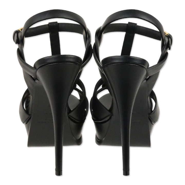 Saint Laurent Black Smooth Leather 105MM Tribute Platform Sandals