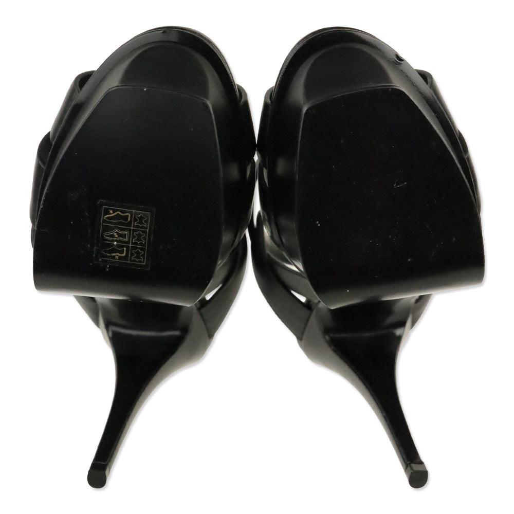 Saint Laurent Black Smooth Leather 105MM Tribute Platform Sandals
