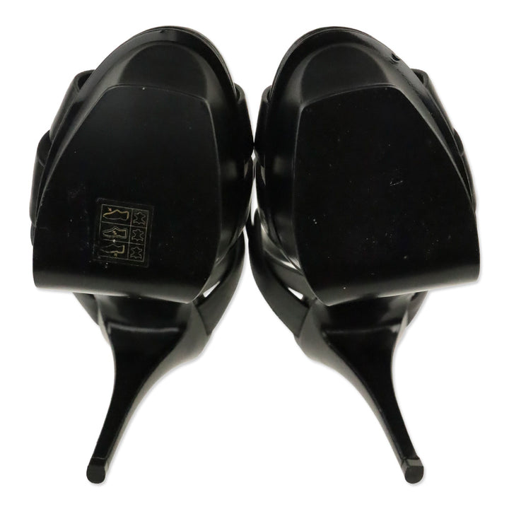 Saint Laurent Black Smooth Leather 105MM Tribute Platform Sandals