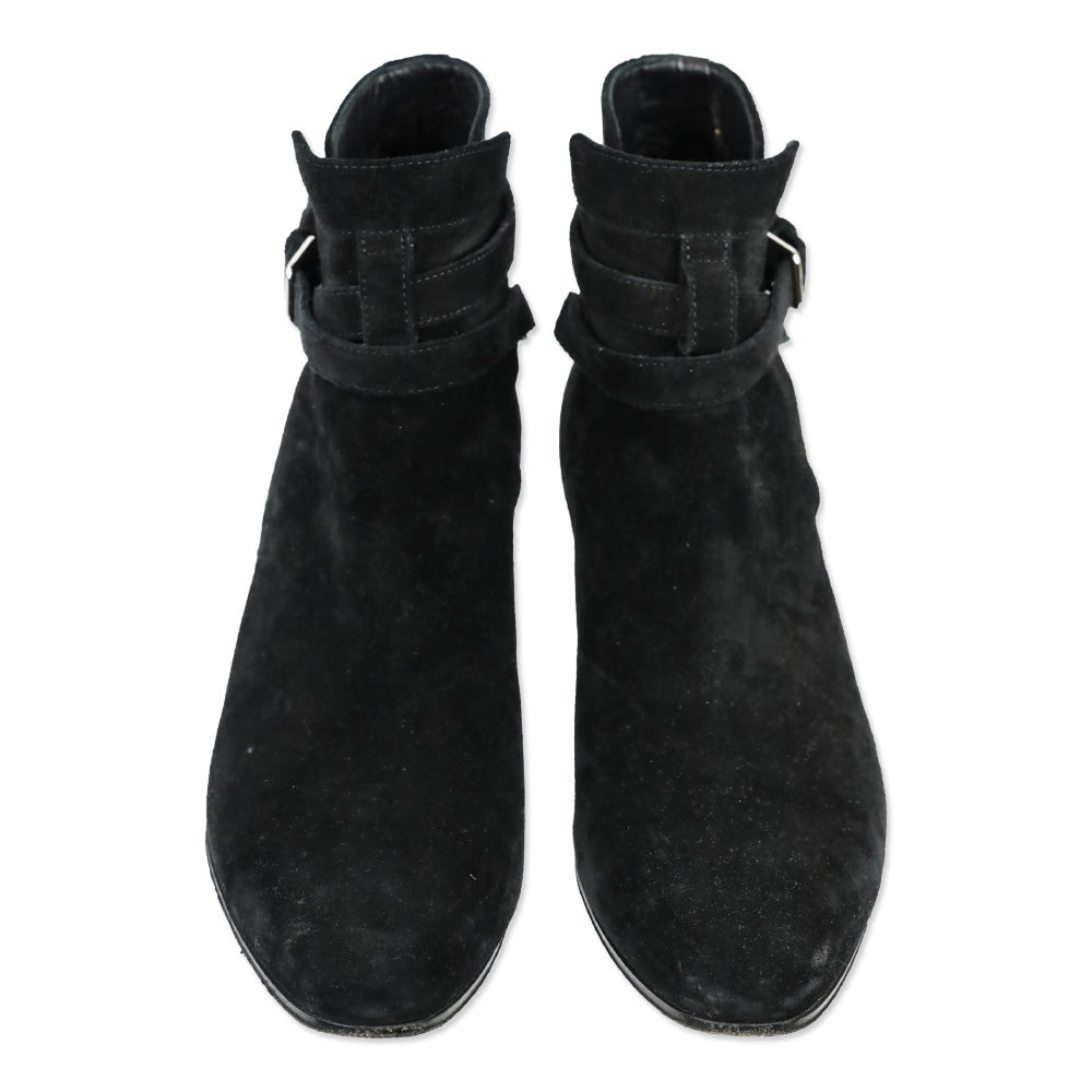 Saint Laurent Black Suede Wyatt Jodhpur Boots