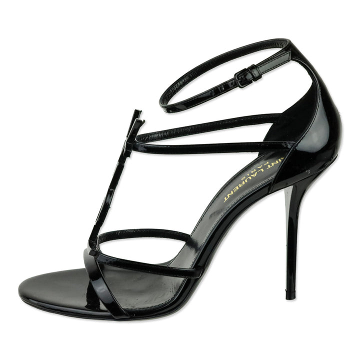 Saint Laurent Black Vernice Patent leather Cassandre 100 Sandals