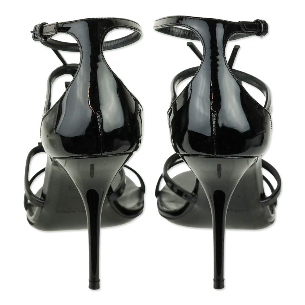 Saint Laurent Black Vernice Patent leather Cassandre 100 Sandals