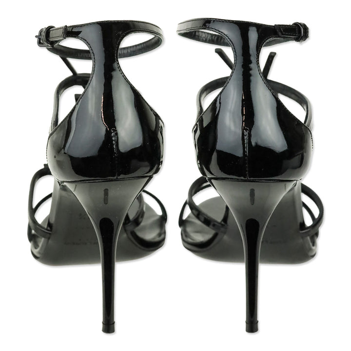 Saint Laurent Black Vernice Patent leather Cassandre 100 Sandals